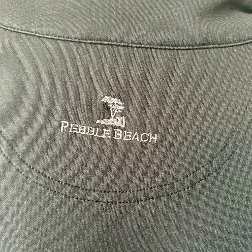 Pebble Beach Performance Mens XL Quarter Zip Pullover Black Blend Bar Cigar Logo